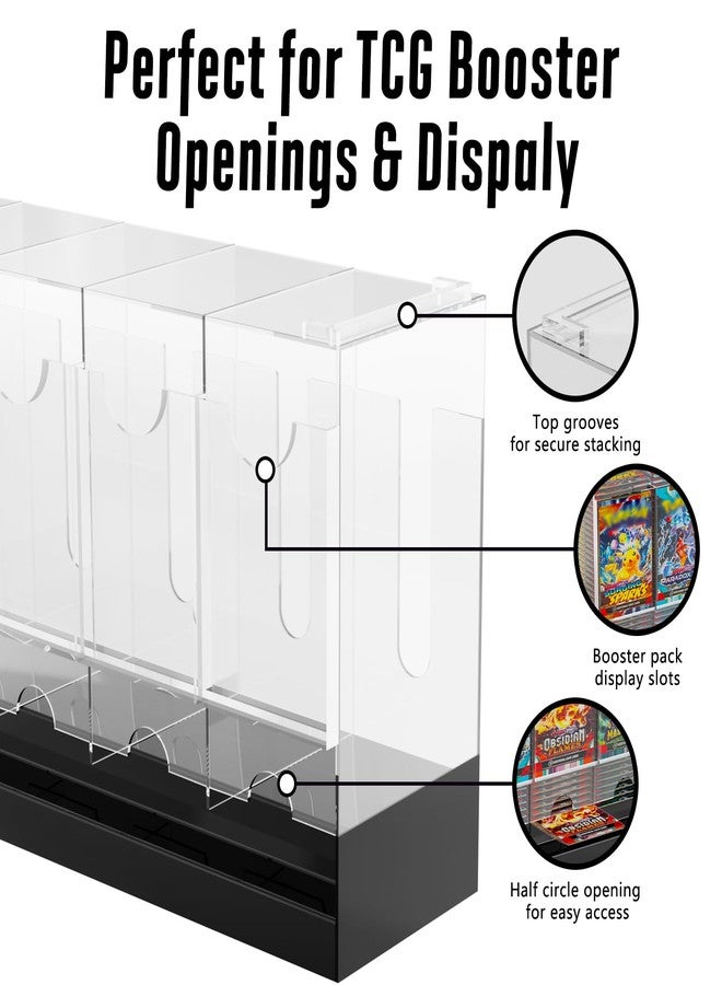 Botyboty 5-Slot Booster Pack Dispenser with Black Base, Card Pack Dispenser Fits 200 Booster Packs for Dispensing, Compatible with TCG Trading Card Boosters and Sports Card Boosters & More, Acrylic Stackable - Image 5